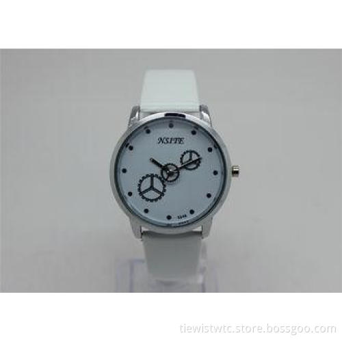 Fashion round Unisex Wrist Watches leather strap gear secon